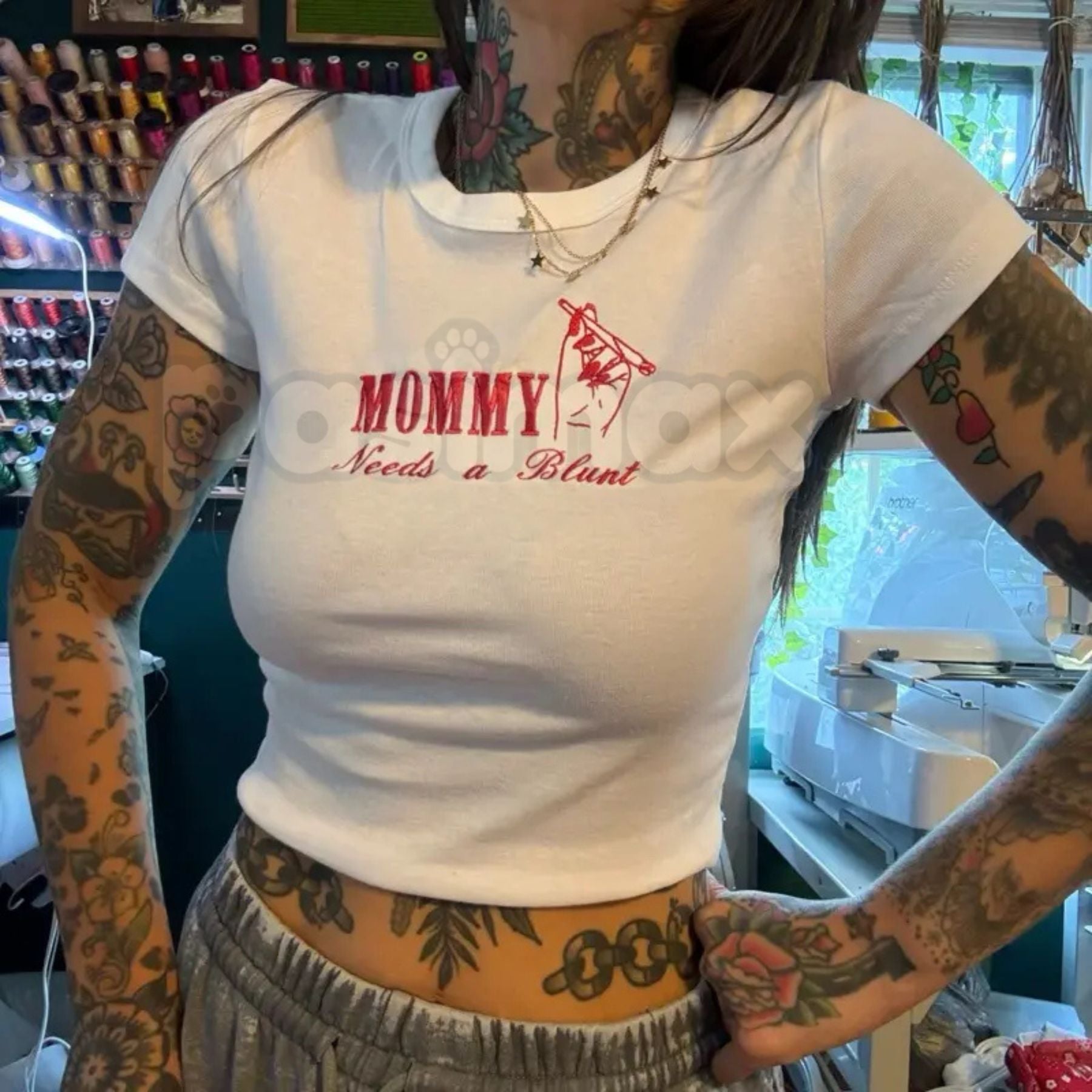 Cannamom Club Embroidered T-Shirt – Unisex Tee & Baby Tee, Stylish Mom Apparel for Cannabis Enthusiasts