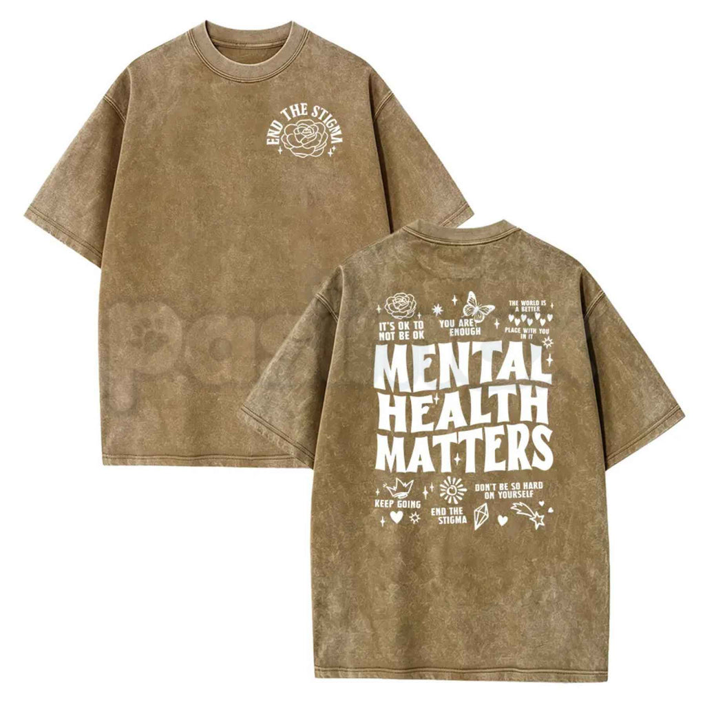 Mental Health Matters T-Shirt – Inspirational Kindness Graphic Tee, Vintage Washed Lightweight Cotton Wellness Unisex Streetwear Top