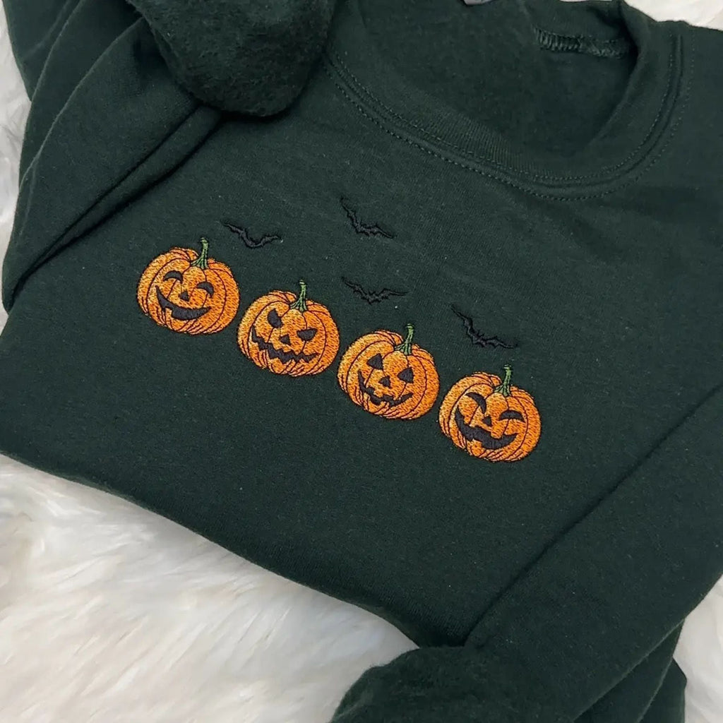 Pasimax Embroidered Halloween Pumpkins & Bats Sweatshirt — lifestyle context