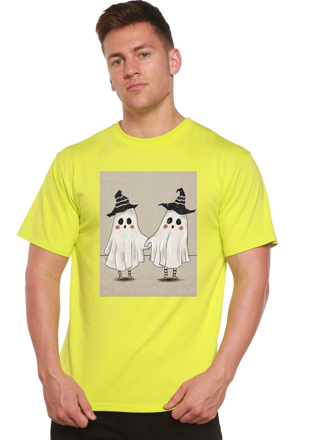 Spun Bamboo Cute Ghost Men's Bamboo Viscose/Organic Cotton Short Sleeve Graphic T-Shirt — main product shot
