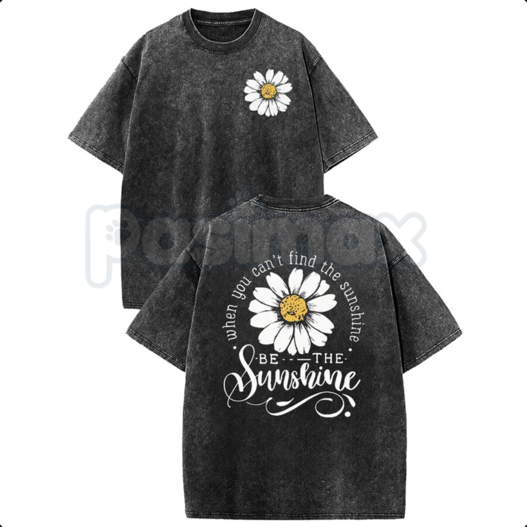 Be The Sunshine Daisy T-Shirt – Retro Acid Wash Inspirational Graphic Tee, Vintage Floral Lightweight Cotton Unisex Positive Vibe Top