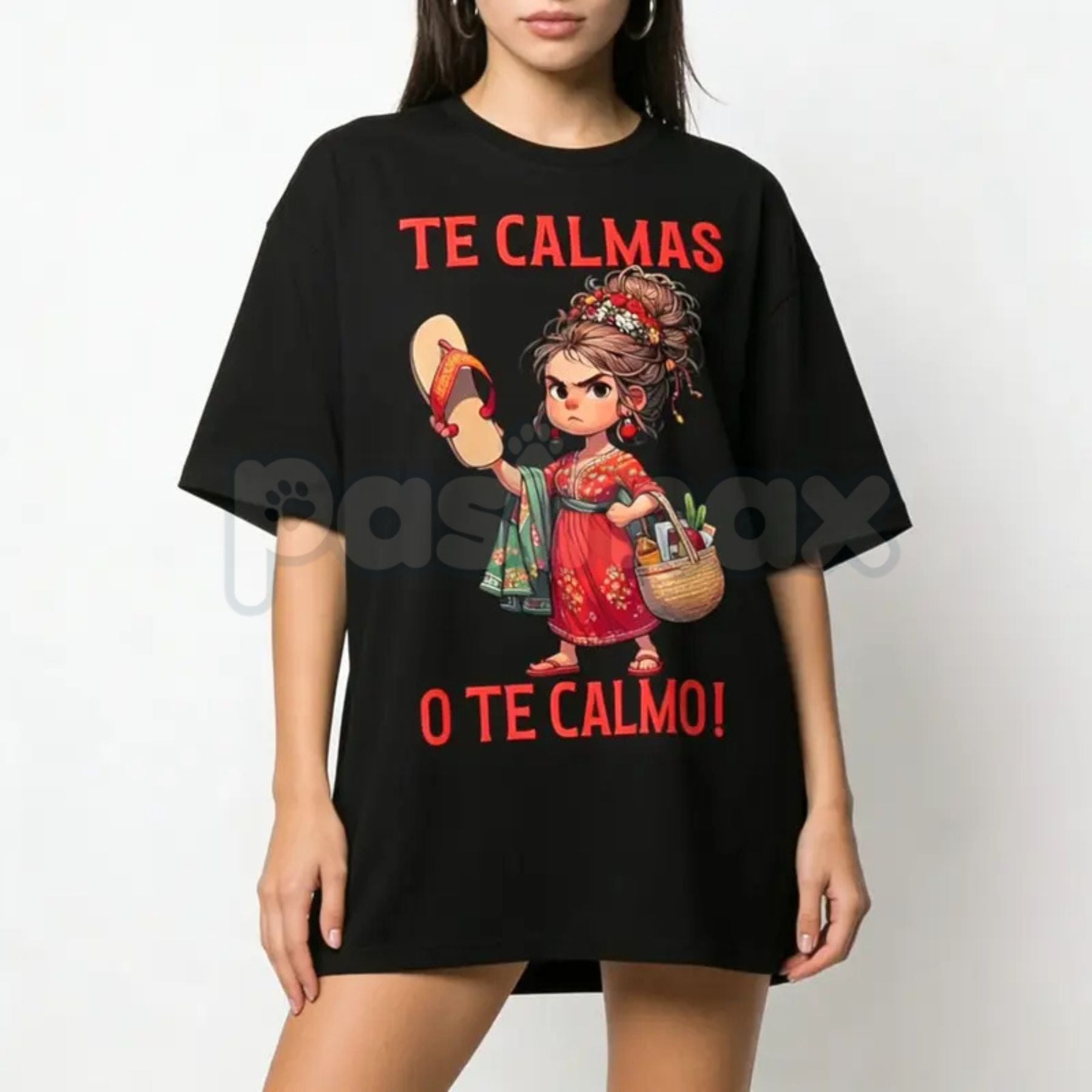 Funny "Calm Or I Will Calm You" Spanish Mom T-Shirt – Mexican Motherhood Graphic Tee, Premium 100% Cotton Latina Humor Top, Soft Lived-In Heavyweight Sarcastic Summer Shirt, Made in USA