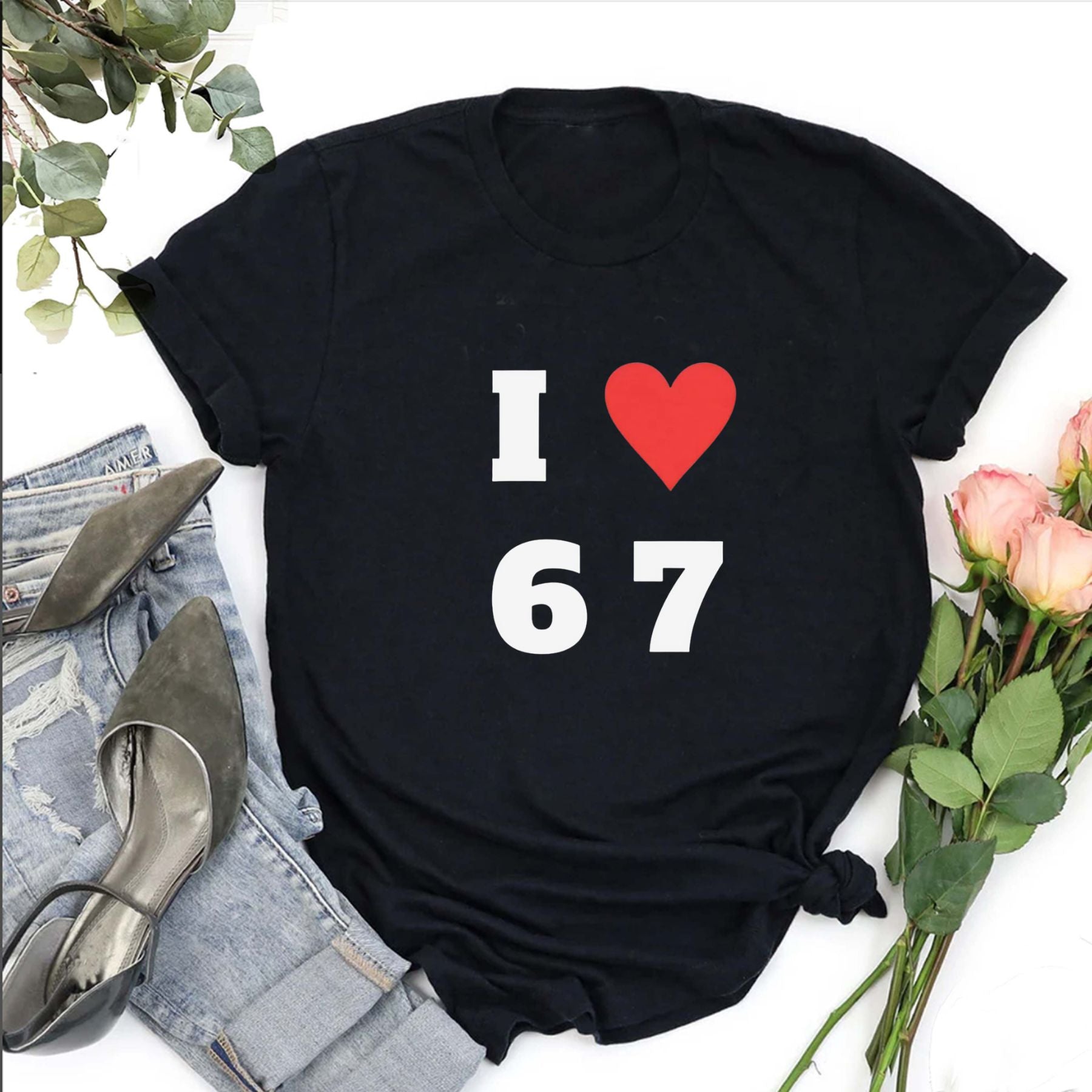 Pasimax "I Love 6 7" Crewneck T-shirt — lifestyle context