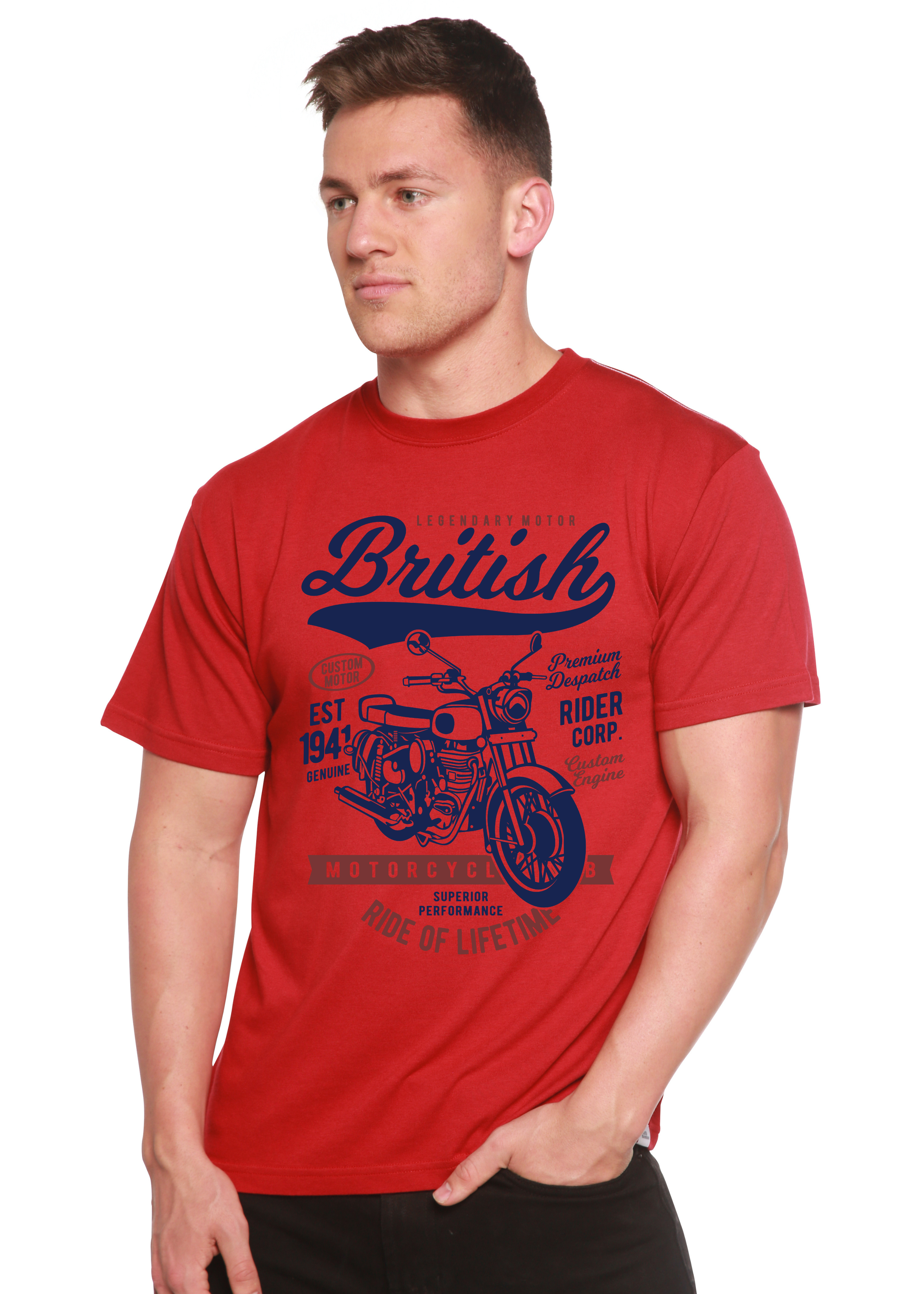 Spun Bamboo British Motorcycle Men's Bamboo Viscose/Organic Cotton Short Sleeve Graphic T-Shirt — side view