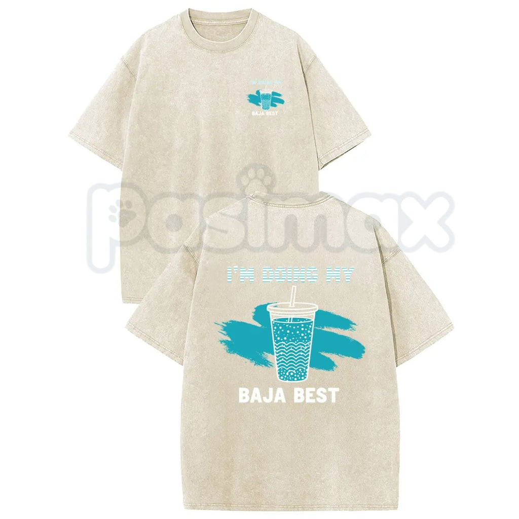 Doing My Best Vintage Drink T-Shirt – Retro Beverage Graphic Tee, Mineral Faded Lightweight Cotton Unisex Streetwear Top