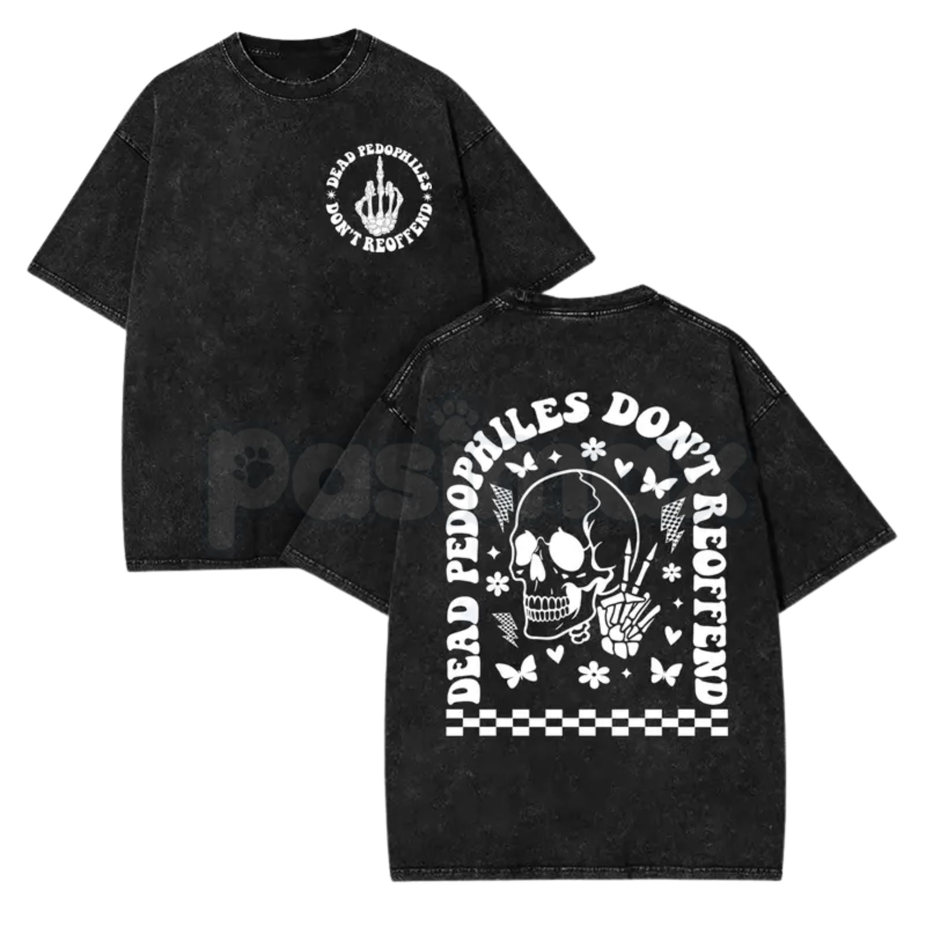 Pasimax Dead Pedophiles Don’t Reoffend Vintage Washed T-Shirt – Hardcore Justice Graphic Tee, Heavy Metal Style Activist Stre