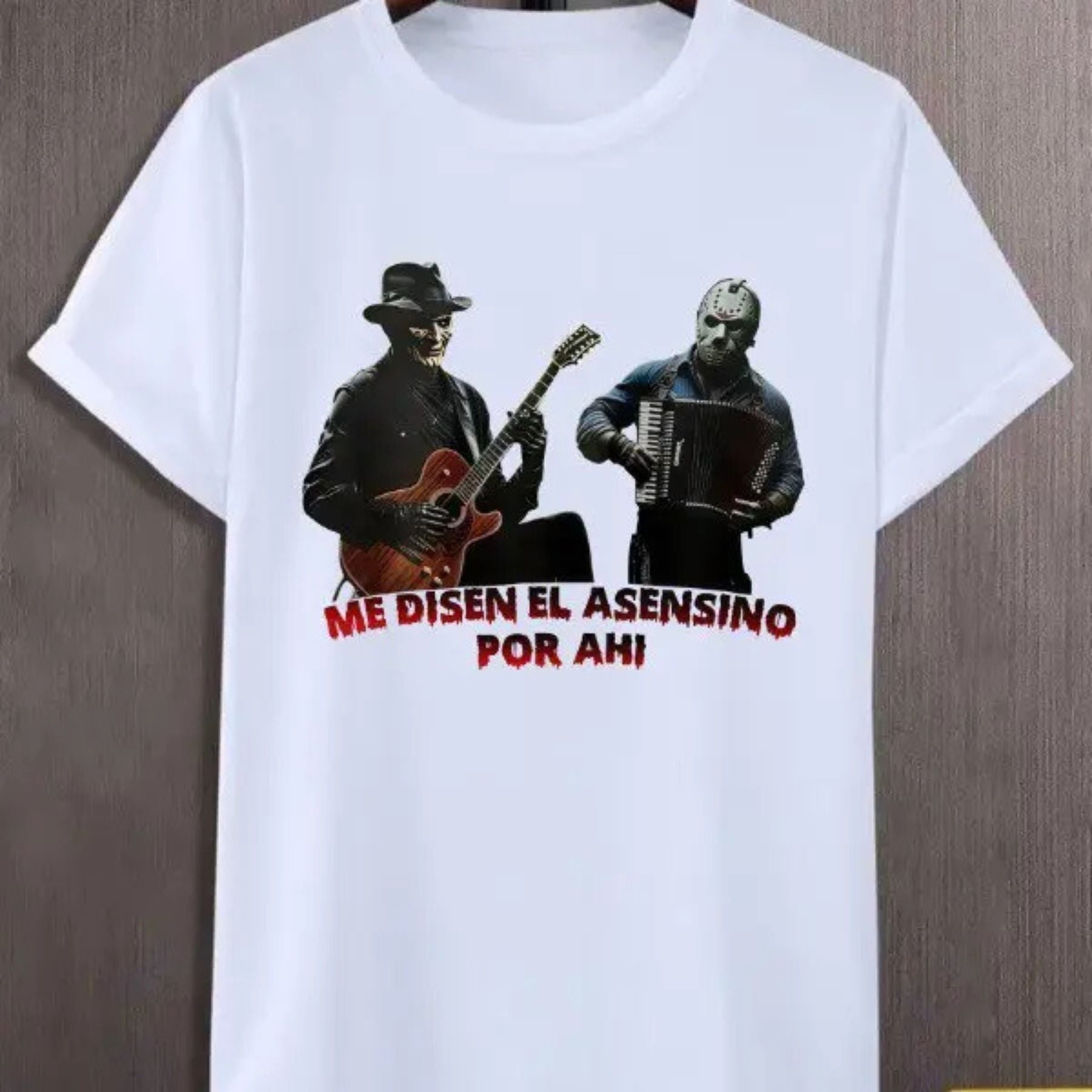 Pasimax "Me Dicen El Asesino Por Ahí" Jason & Freddy T-Shirt — lifestyle context