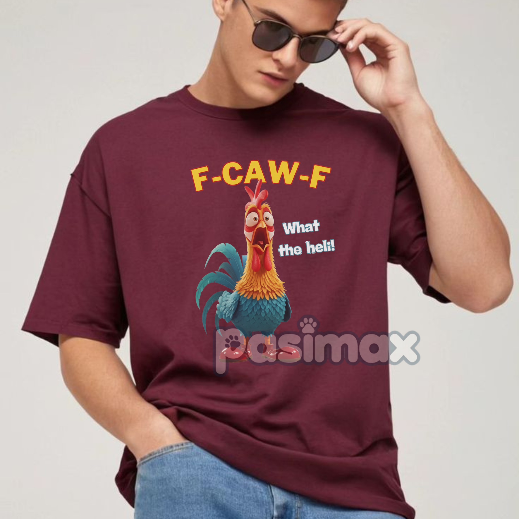 Pasimax F-CAW-F Funny Chicken T-Shirt — lifestyle context