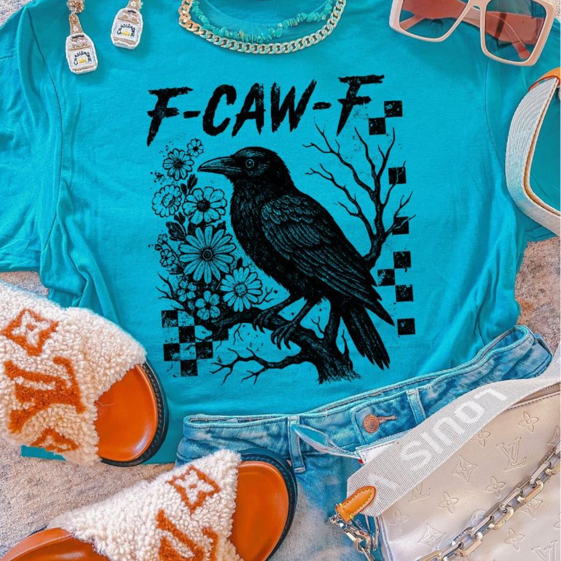 Pasimax Edgy F-Caw-F Crow T-Shirt — lifestyle context