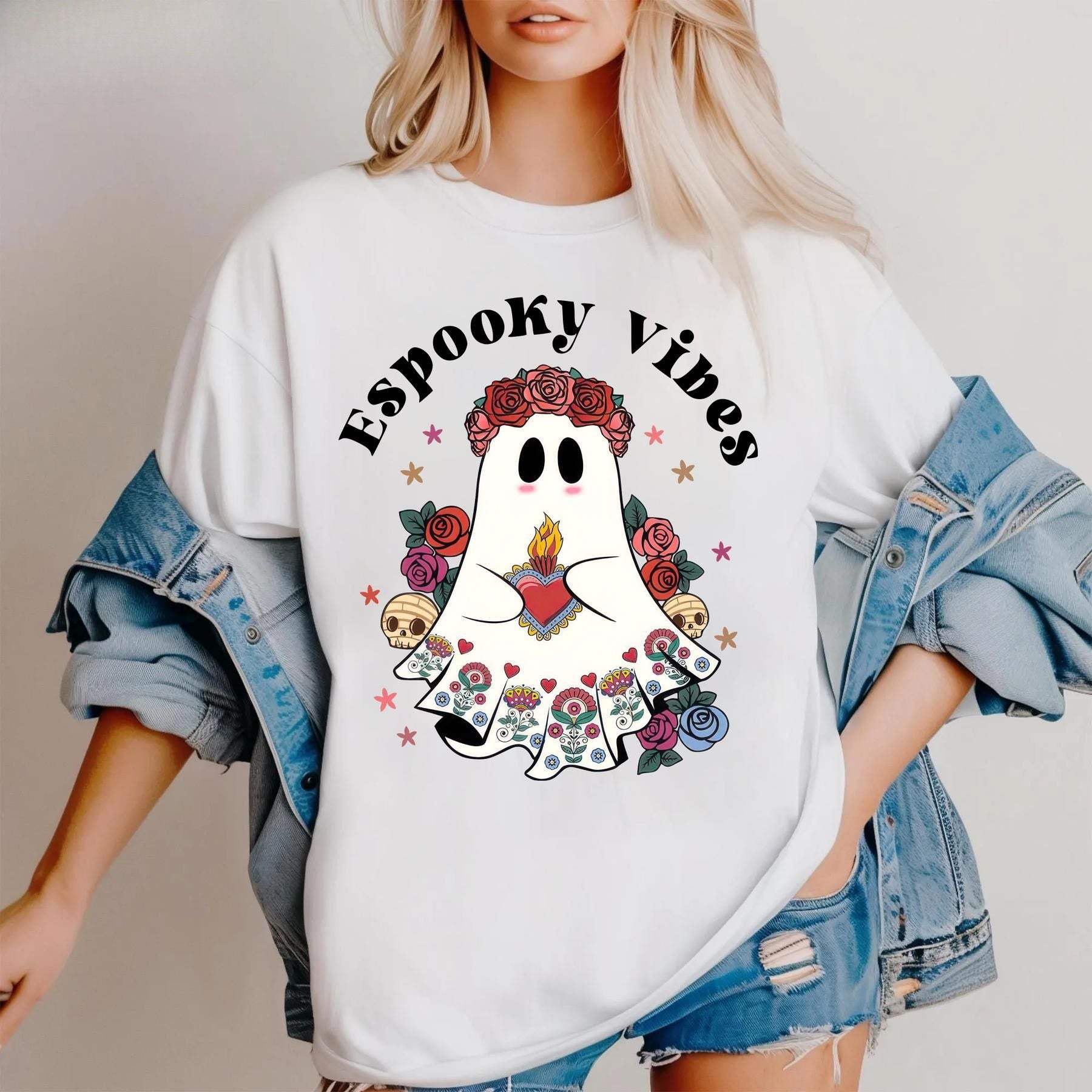 Pasimax Cute Ghost "Boo" Halloween T-Shirt — lifestyle context