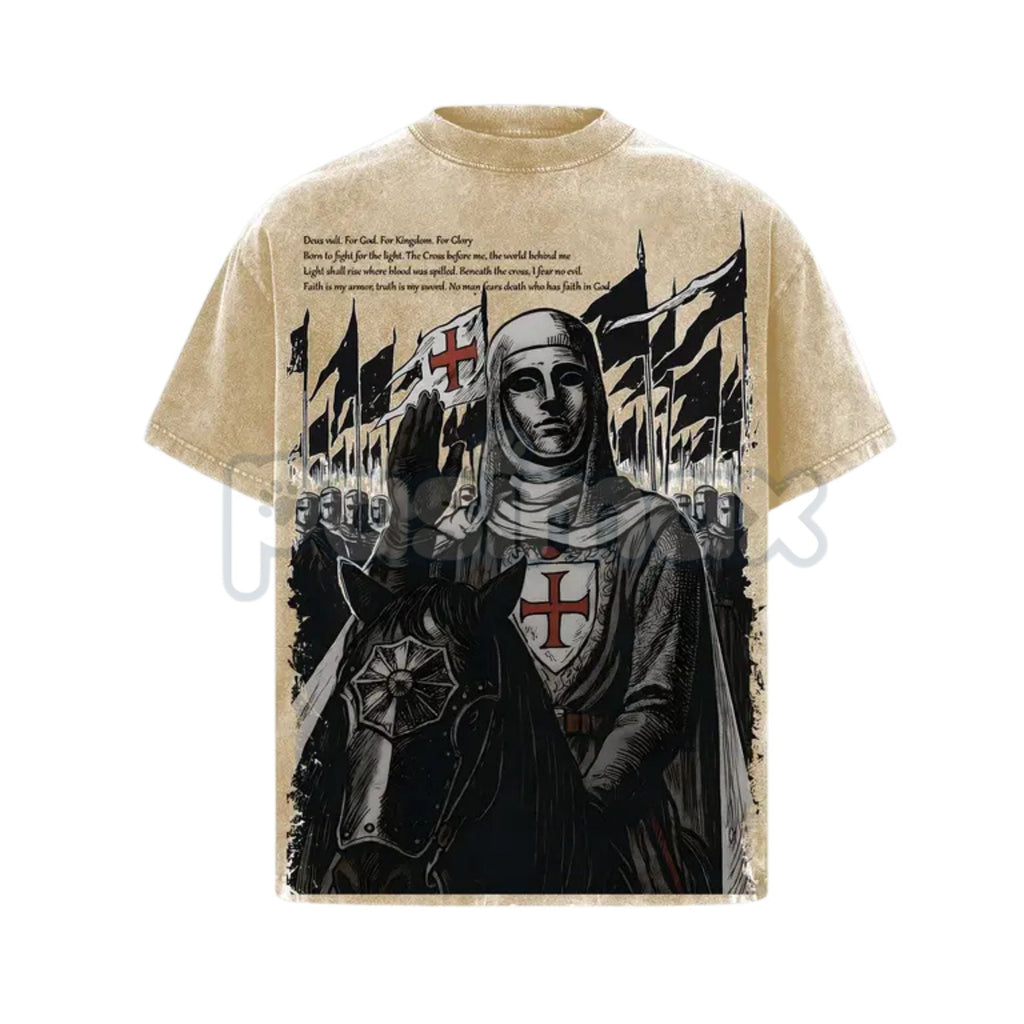 Pasimax Retro Baldwin IV "The Leper King" T-Shirt – Crusader King Holy Army Vintage Washed Tee — lifestyle context