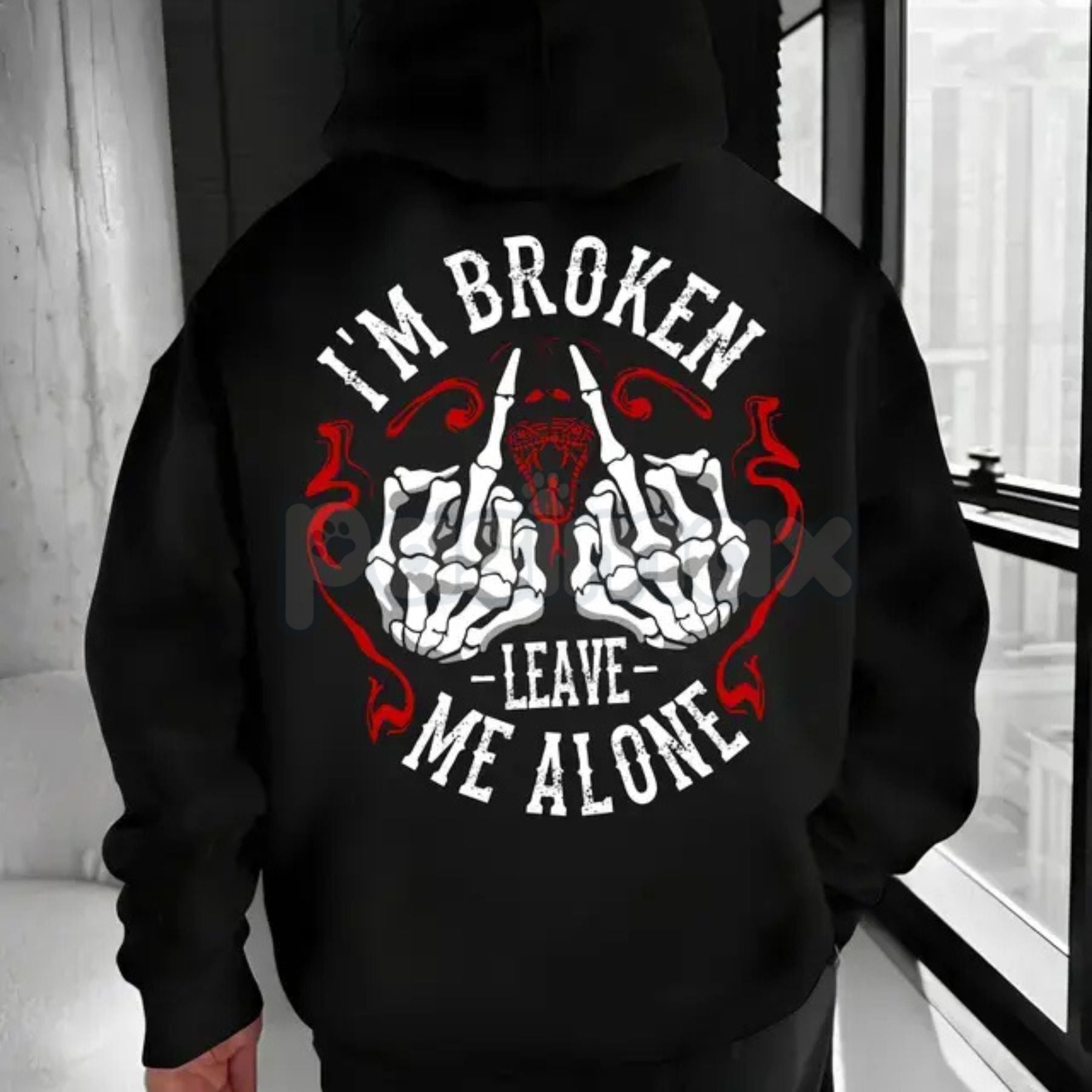 Pasimax "I’m Broken Leave Me Alone" Hoodie – Aesthetic Emo Streetwear, Moody Grunge Statement Pullover, Unisex — lifestyle co