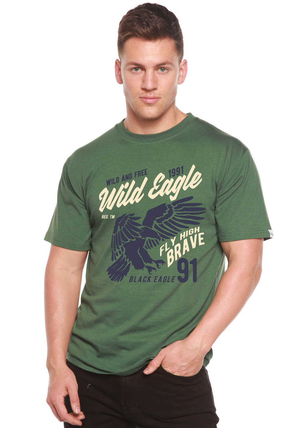 Spun Bamboo Wild Eagle Spun Bamboo® Men's Bamboo Viscose/Organic Cotton Short Sleeve Graphic T-Shirt — side view