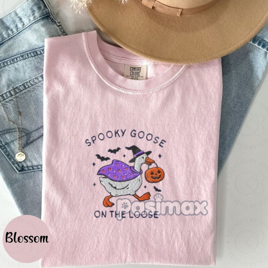 Pasimax The Ghostly Goose Embroidered Comfort Colors® T-Shirt — lifestyle context