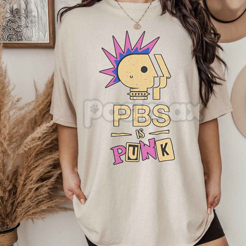 Pasimax "PBS Is Punk" T-Shirt - Funny Punk Rock Parody Tee, Public Broadcasting Humor, Unisex Graphic Shirt — lifestyle conte
