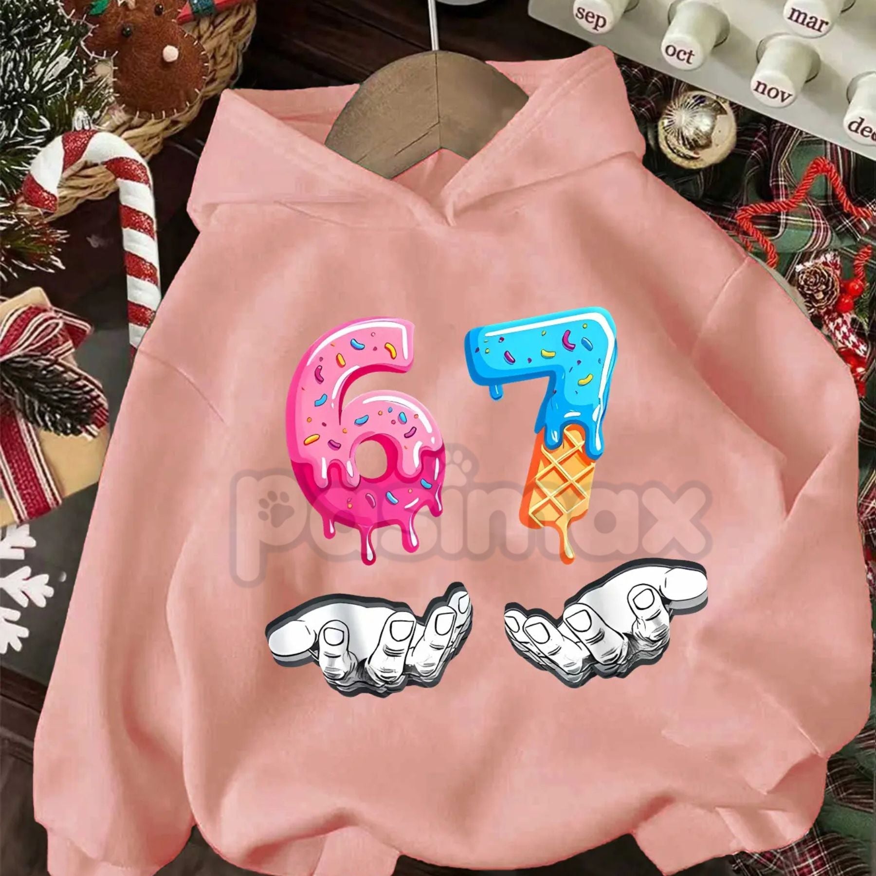 Pasimax 67 Legacy Christmas Hoodie – Six Seven Vintage Year Pullover, Festive Number Graphic Apparel, Unisex — lifestyle cont