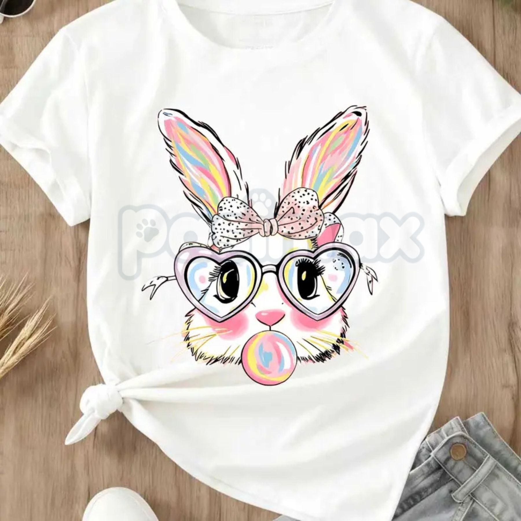 Pasimax "Bubblegum Bunny" Funny Easter T-Shirt - Cool Rabbit Blowing Bubble Graphic Tee, Premium 100% Cotton Easter Sunday To