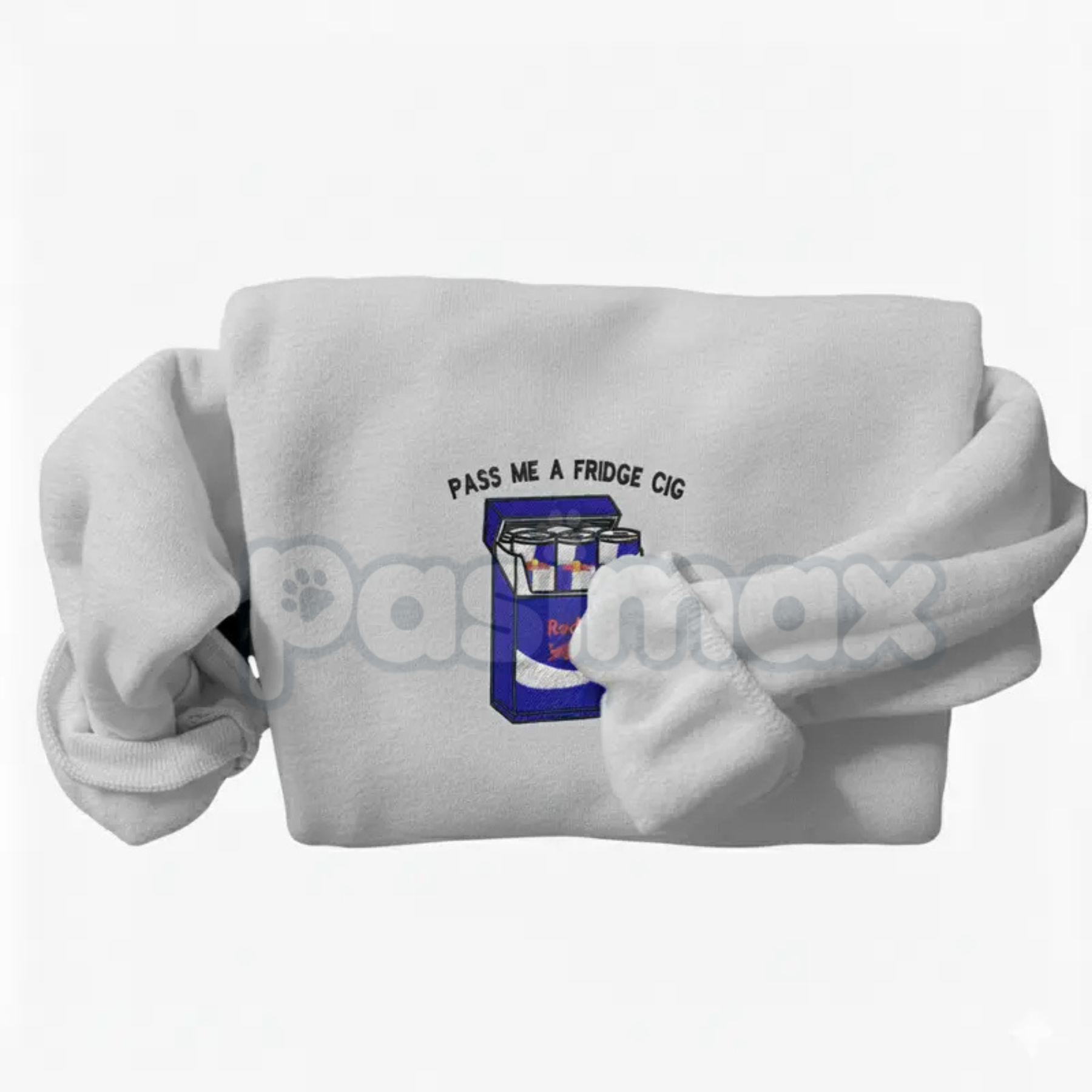 Pasimax Funny "Pass Me A Fridge of Blue Soda" Embroidered Sweatshirt – Humorous Quote Crewneck — lifestyle context