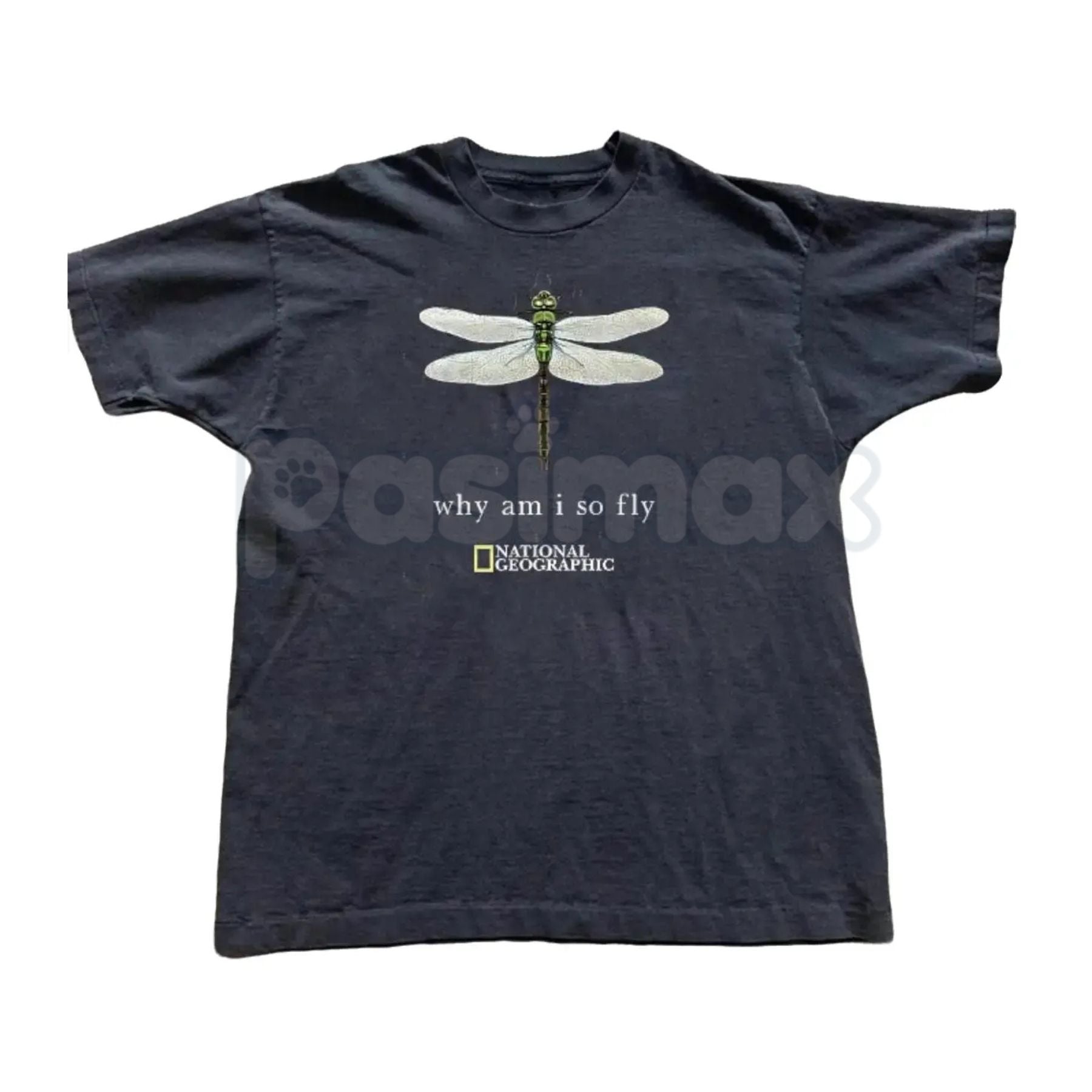 Pasimax National Geographic Dragonfly Baby Tee - Vintage Y2K Nature Graphic Cropped Shirt, 90s Science-Core Slim Fit Top, Pre