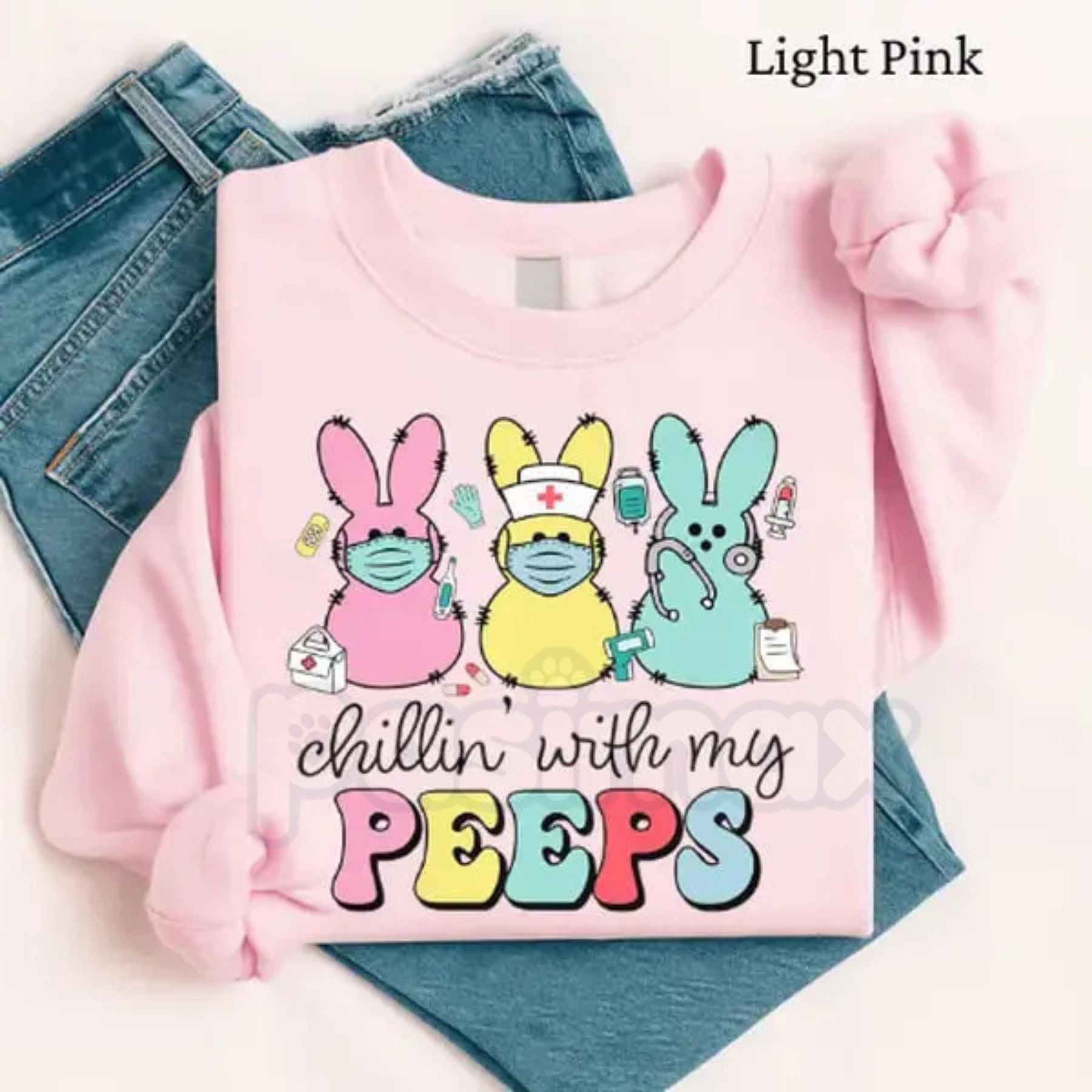 Pasimax Nurse Easter Sweatshirt | Chillin' With My Peeps Nursing Crewneck | Funny Healthcare Easter Jumper | Registered Nurse