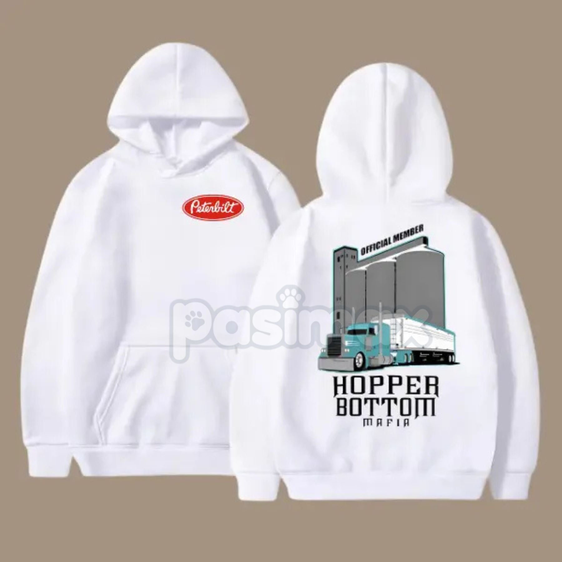 Pasimax Hopper Bottom Mafia Hoodie – Peterbilt Semi Truck Graphic Pullover, Grain Hauler Trucker Apparel, Unisex — lifestyle 