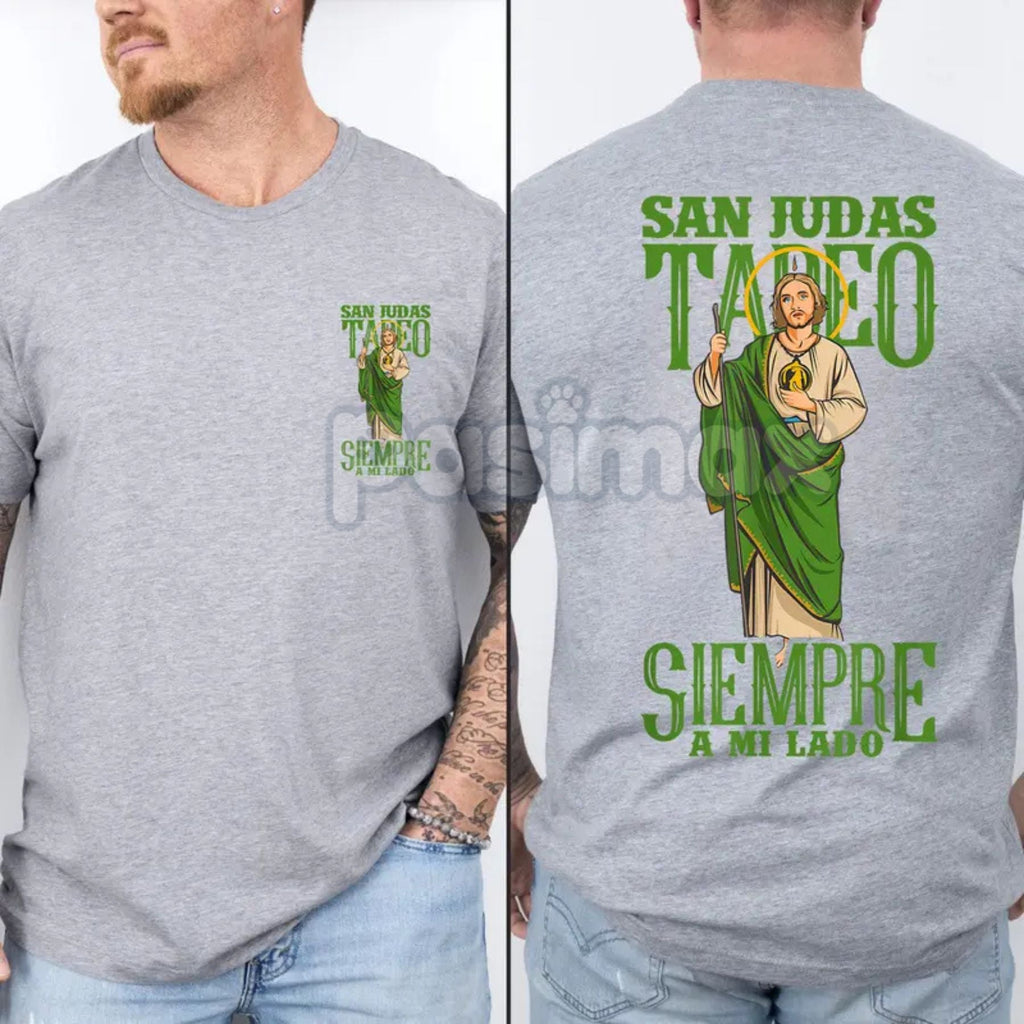Pasimax San Judas Tadeo Iconic Portrait T-Shirt — lifestyle context