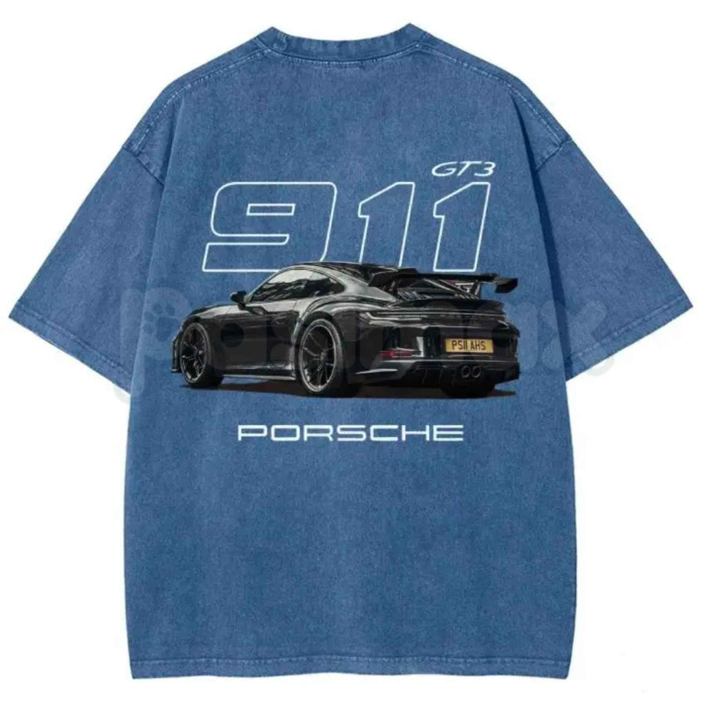 911 GT3 Racing T-Shirt – Retro German Supercar Graphic Tee, Vintage Washed Lightweight Cotton Unisex Motorsport Streetwear Top