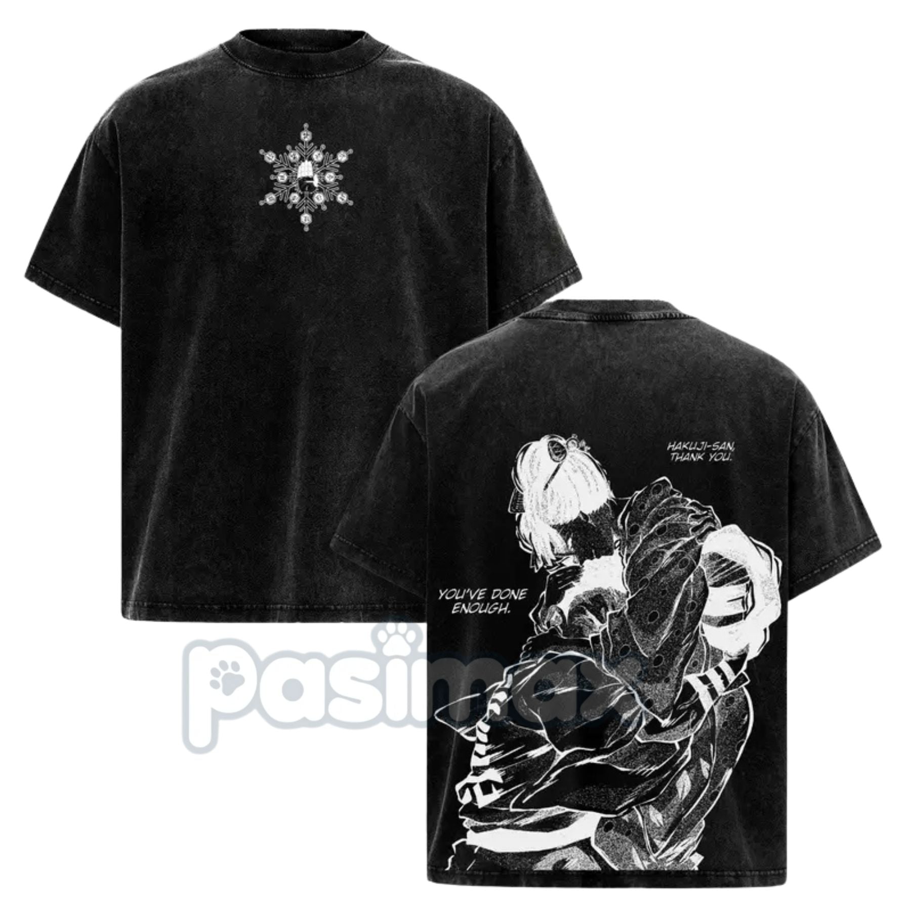 Pasimax Akaza vs. Koyuki Demon Slayer T-Shirt – 2-Sided Washed Cotton Graphic Tee, Oversized Anime Manga — lifestyle context