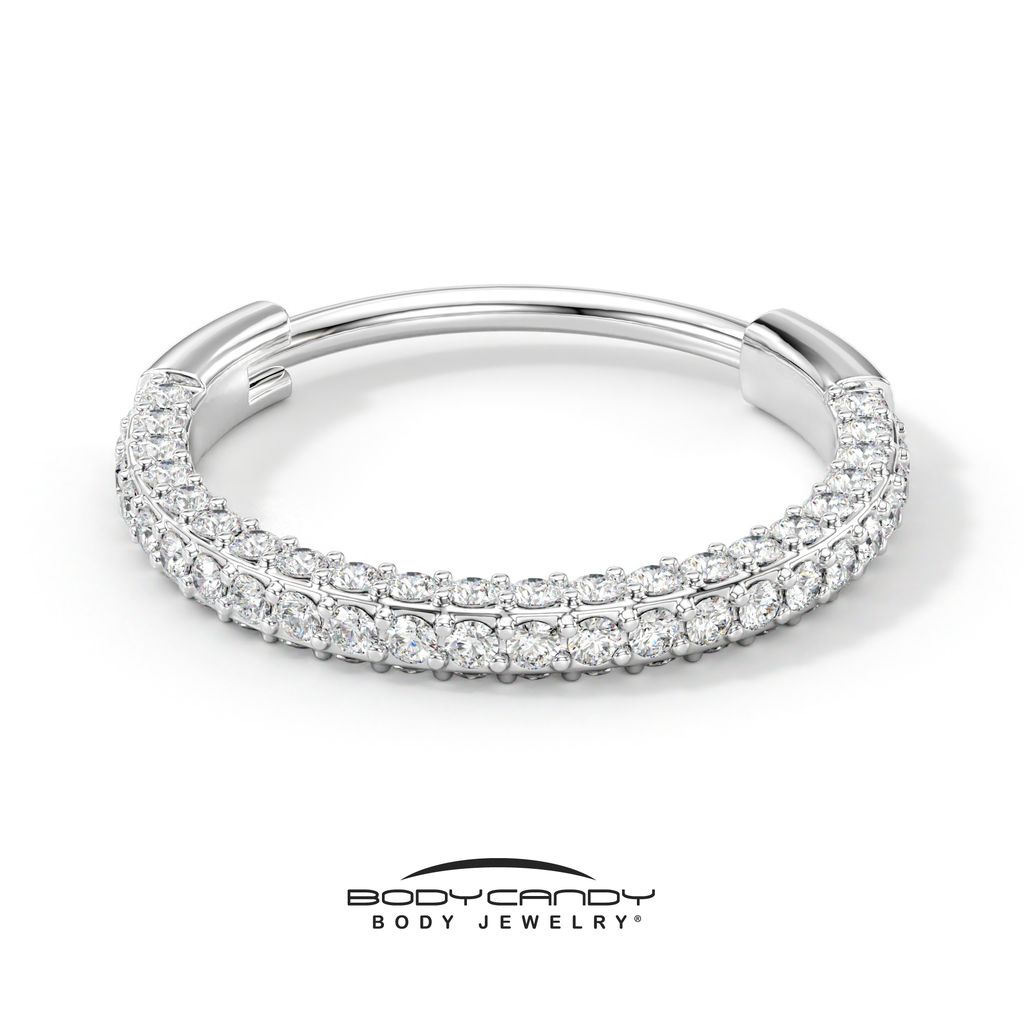 BodyCandy 20G Implant Grade Titanium Triple Sided Micro Gem Hinged Nose Hoop — back view