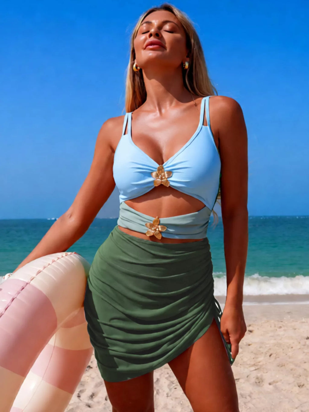 Color Block Cutout One-Piece Swimsuit