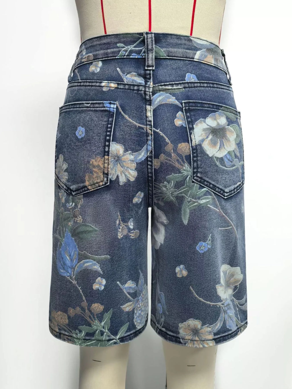Floral Print Denim Shorts