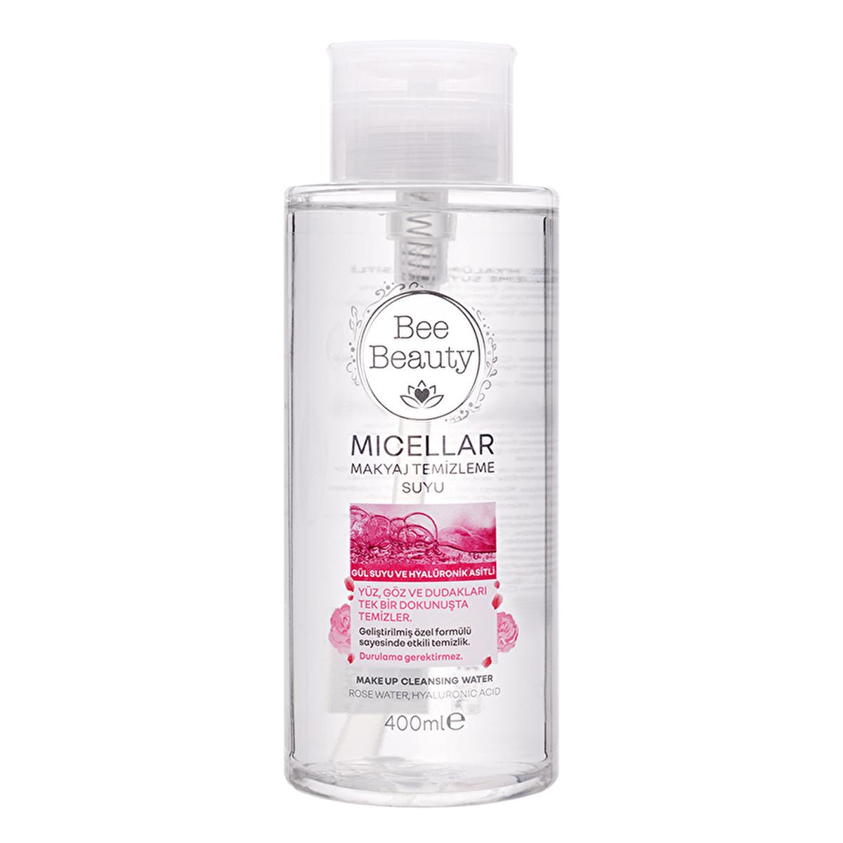 Bee Beauty Micellar Water - Rose & Hyaluronic Acid - Gentle Makeup Remover, Hydrating Face Cleanser, 400ml (13.53 fl oz)