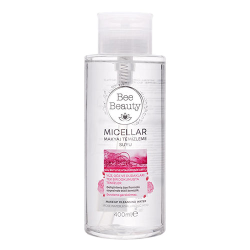 Bee Beauty Micellar Water - Rose & Hyaluronic Acid - Gentle Makeup Remover, Hydrating Face Cleanser, 400ml (13.53 fl oz)