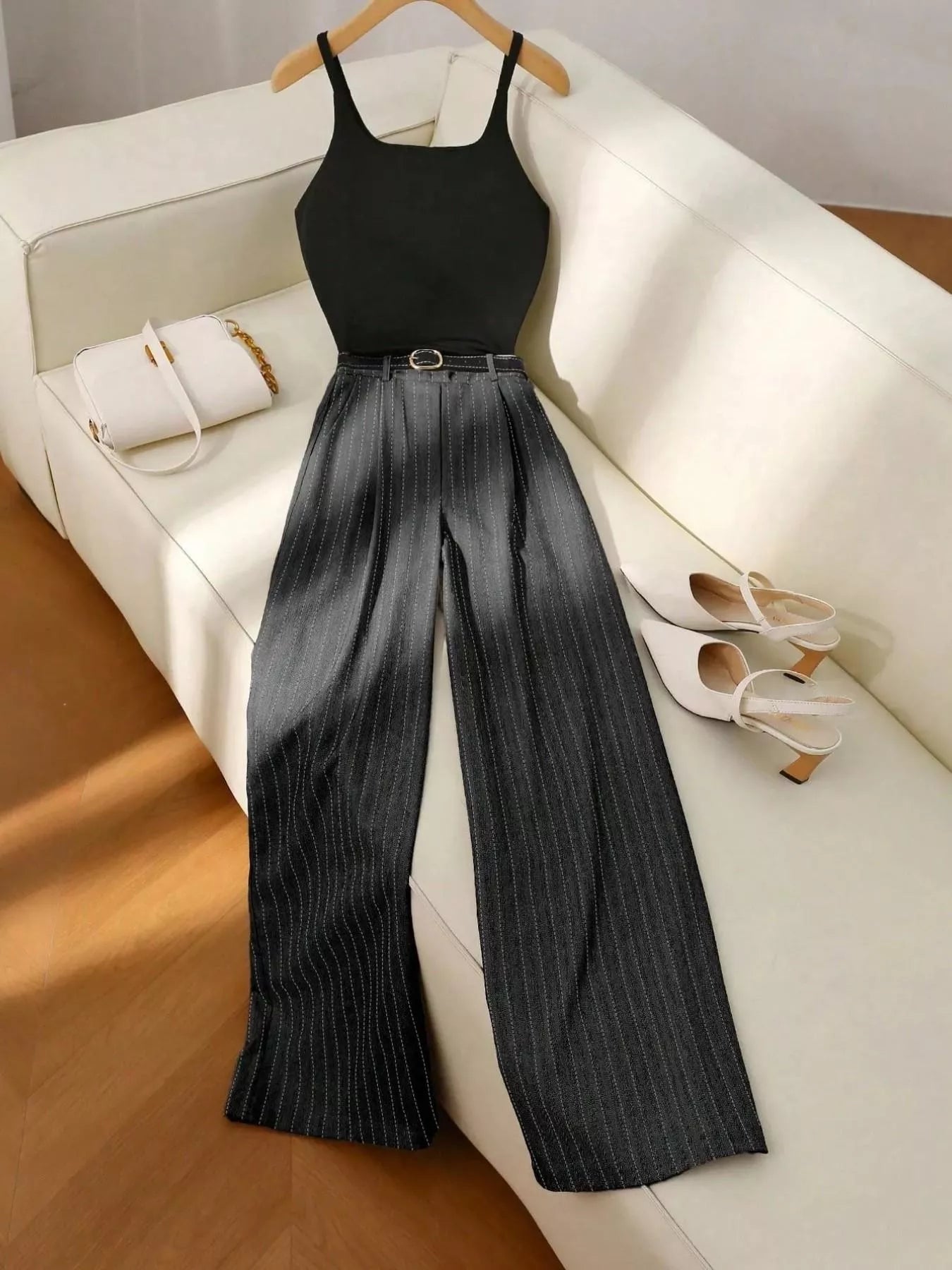 Sleeveless Top and Wide-Leg Pants Set