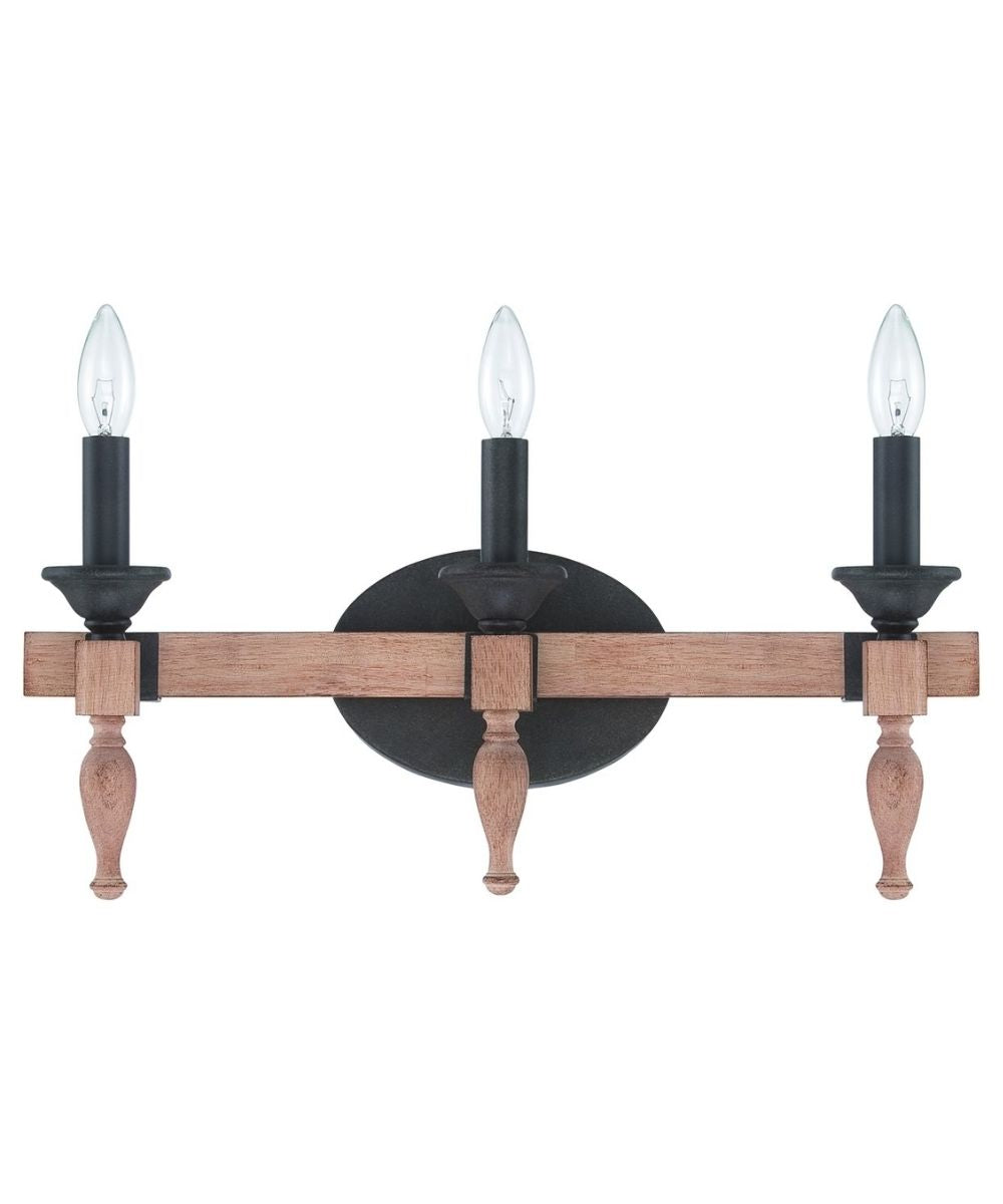 Glenwood 21"W 3-Light Aged Bronze and Distressed Oak Finish Bathroom Vanity Light Fixture – LampsUSA