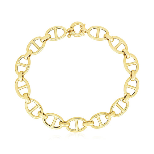 14k Yellow Gold High Polish Mariner Link Bracelet (8.8mm)