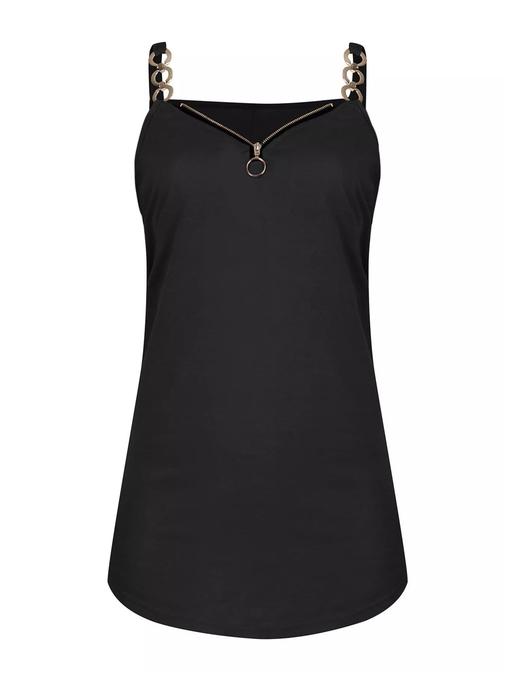 Zipper Detail Chain Strap Cami