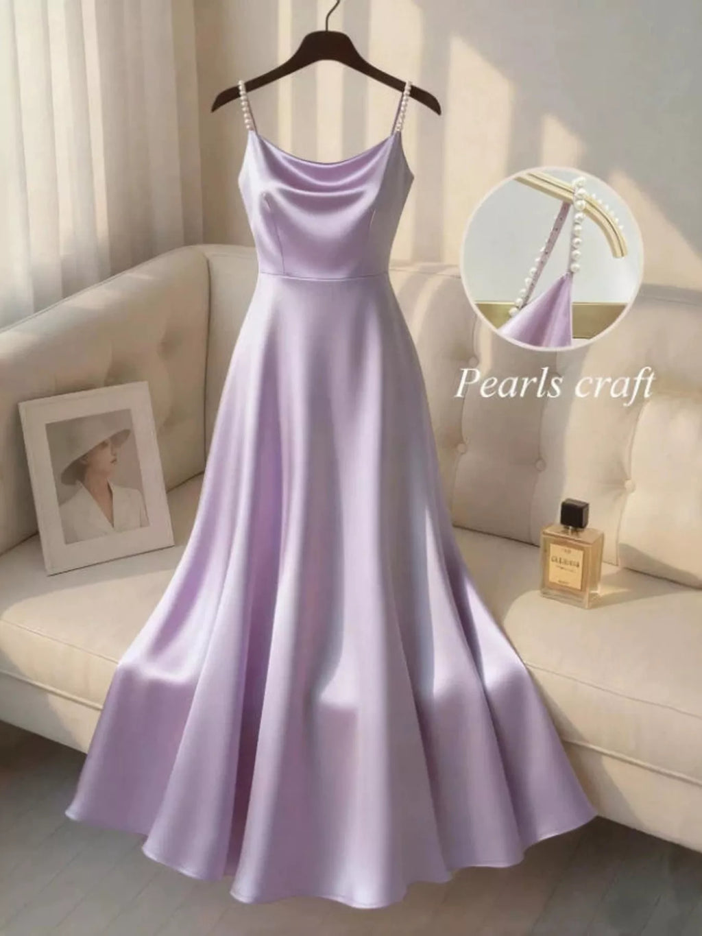 Pearl Strap Satin Cami Dress