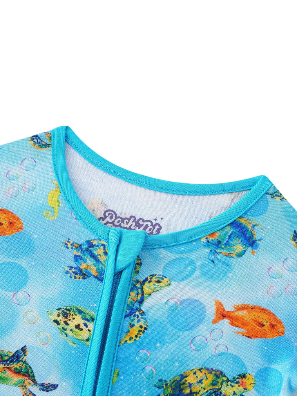 Charlies Project Kids Posh TOT Sea Turtle Bamboo Baby Convertible Zippy Romper — lifestyle context