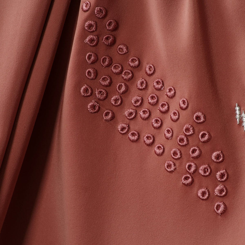 Mariam's Collection 3D Embroidery Abaya With Geometric Beads. 3D Embroidered Open Abaya (MOA085) — back view
