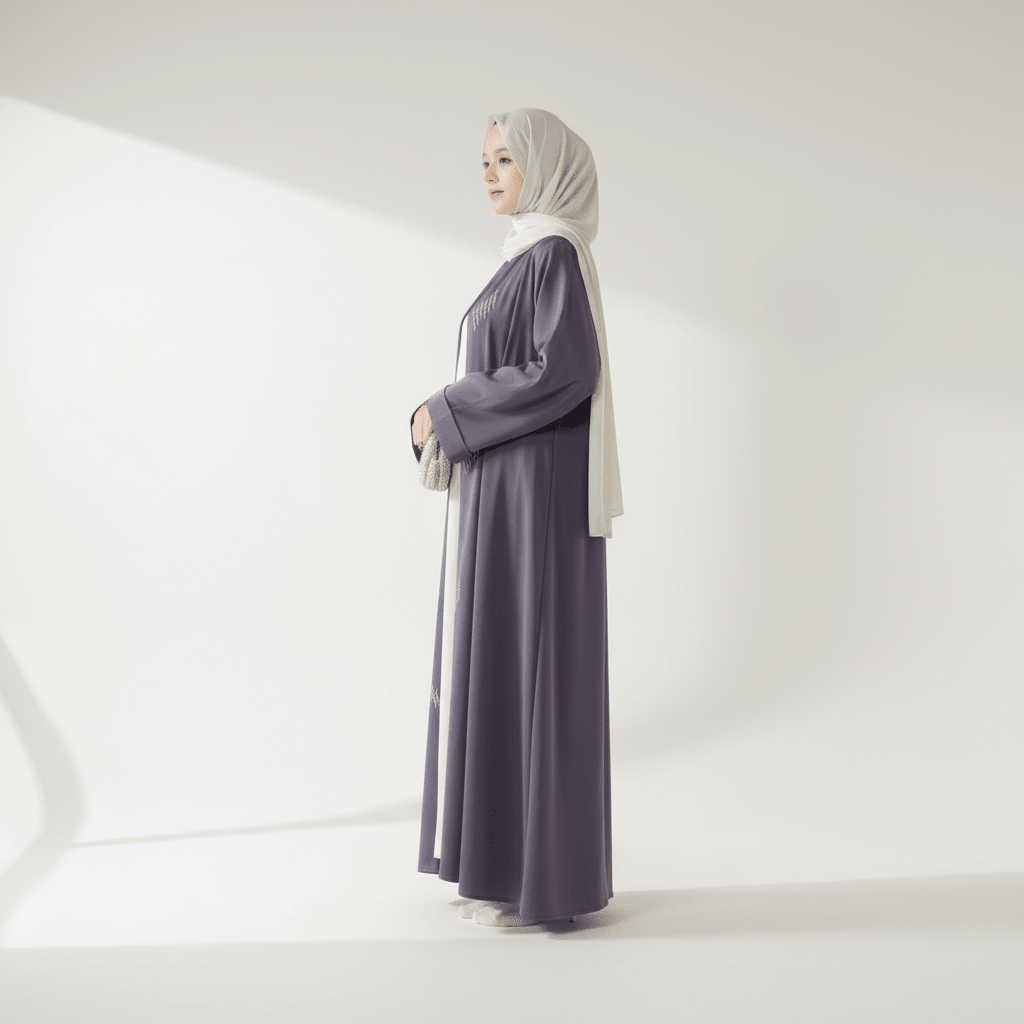 Mariam's Collection 3D Embroidery Abaya With Geometric Beads. 3D Embroidered Open Abaya (MOA085) — construction detail