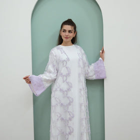 3D Floral Mesh Open Abaya (MOA288)