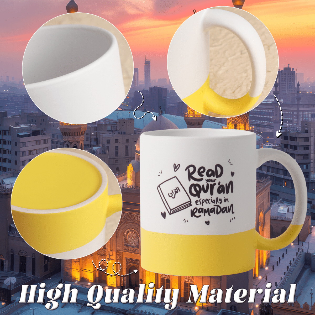 Mariam's Collection 3D Thermal Transfer Printing Pixel-Perfect Muslim Photo Mug Cup(MC01) — fabric or material detail