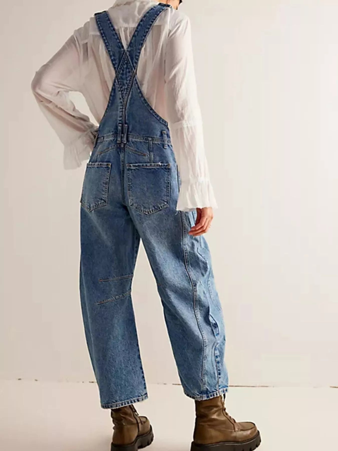 Wide Strap Wide Leg Denim Overalls