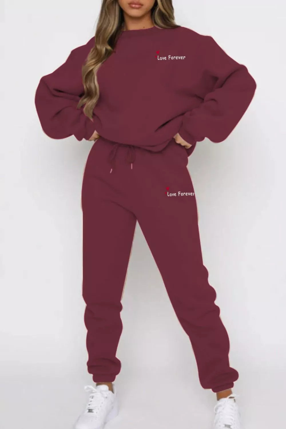 Round Neck Sweatshirt and Joggers Set