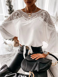 Lace Trim Long Sleeve Blouse