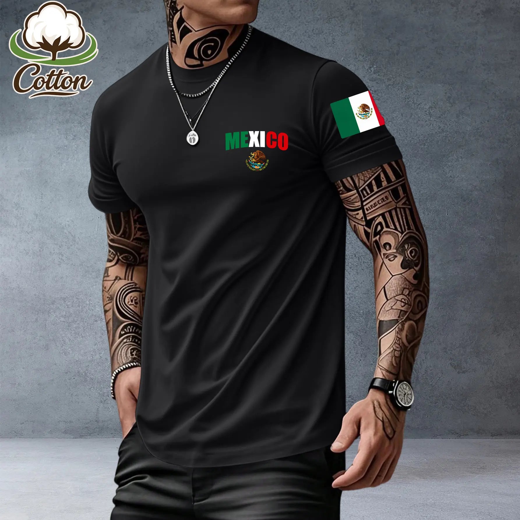 Mexican-Themed Print T-Shirt for Men – Retro Mexico Pride Graphic Tee, Bold Latino Heritage Unisex Streetwear Shirt