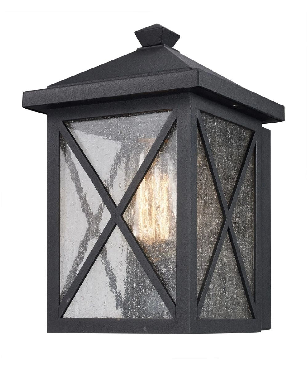 Leonis 10"High 1-Light Black Finish with Seeded Glass Shade Outdoor Wall Lantern – LampsUSA