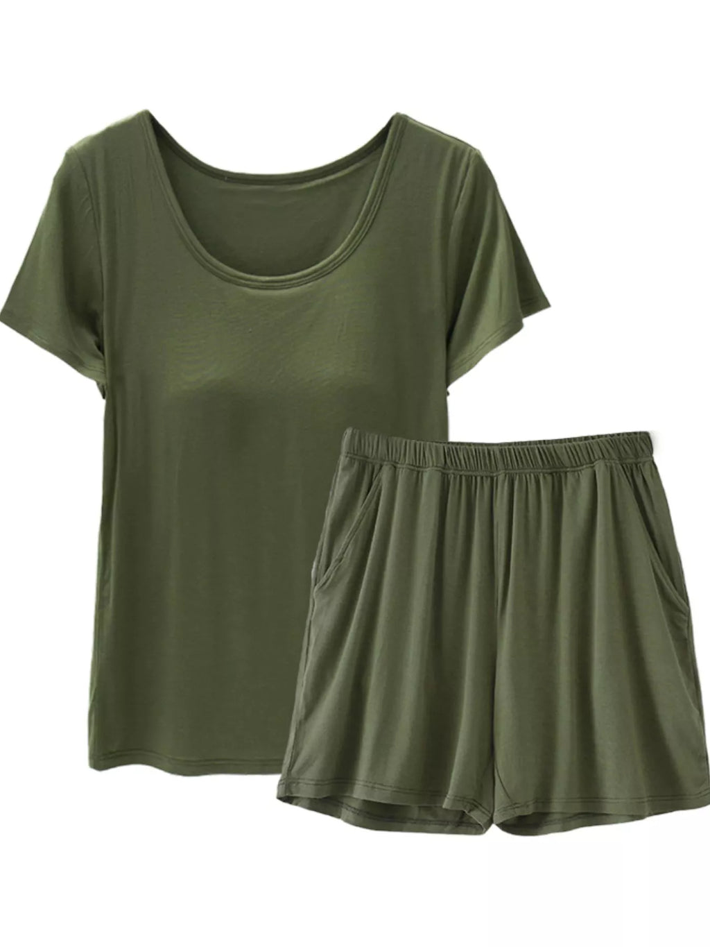 Plus Size Padded Modal Short Sleeve T-Shirt and Shorts Set