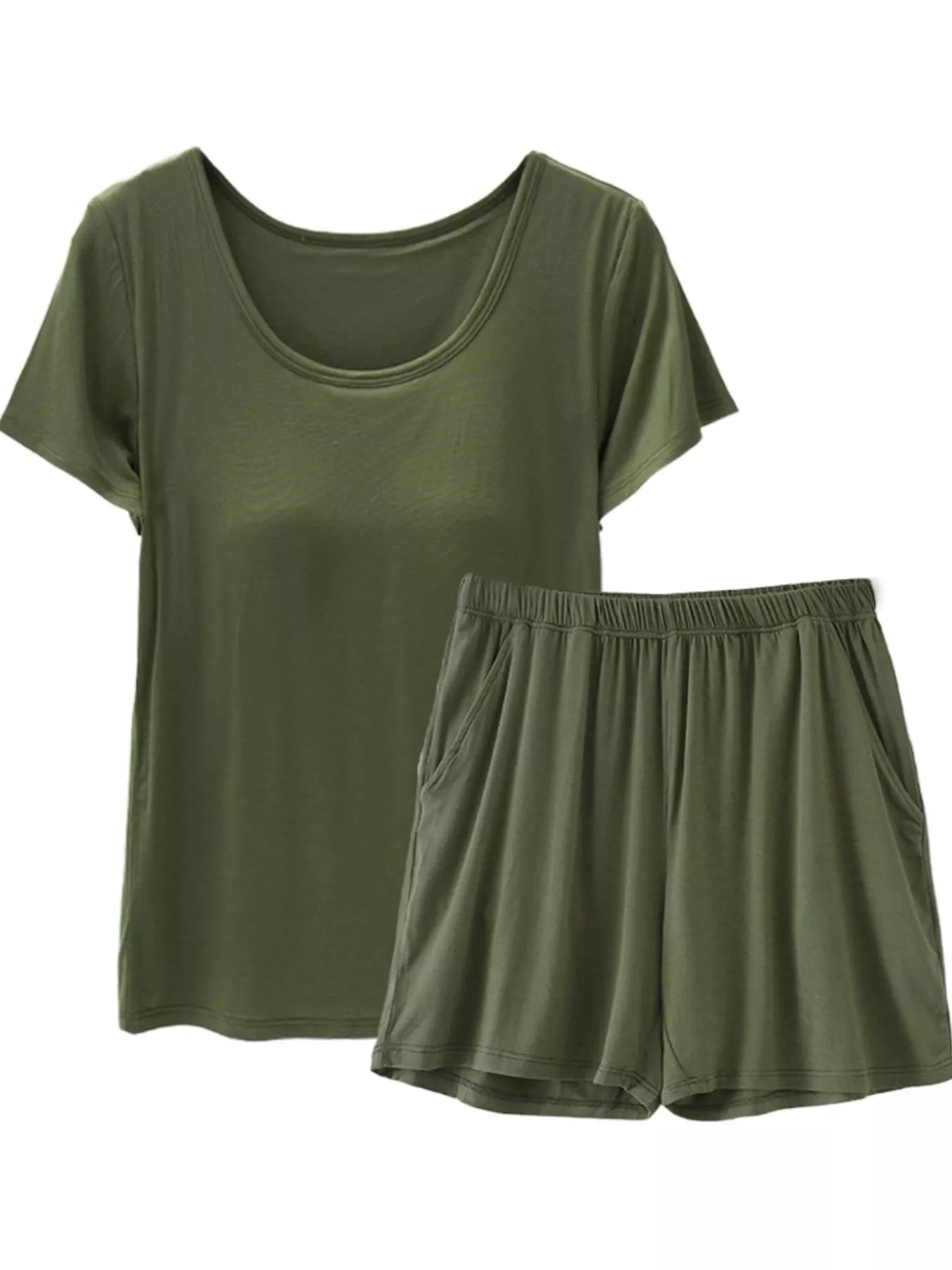 Plus Size Padded Modal Short Sleeve T-Shirt and Shorts Set